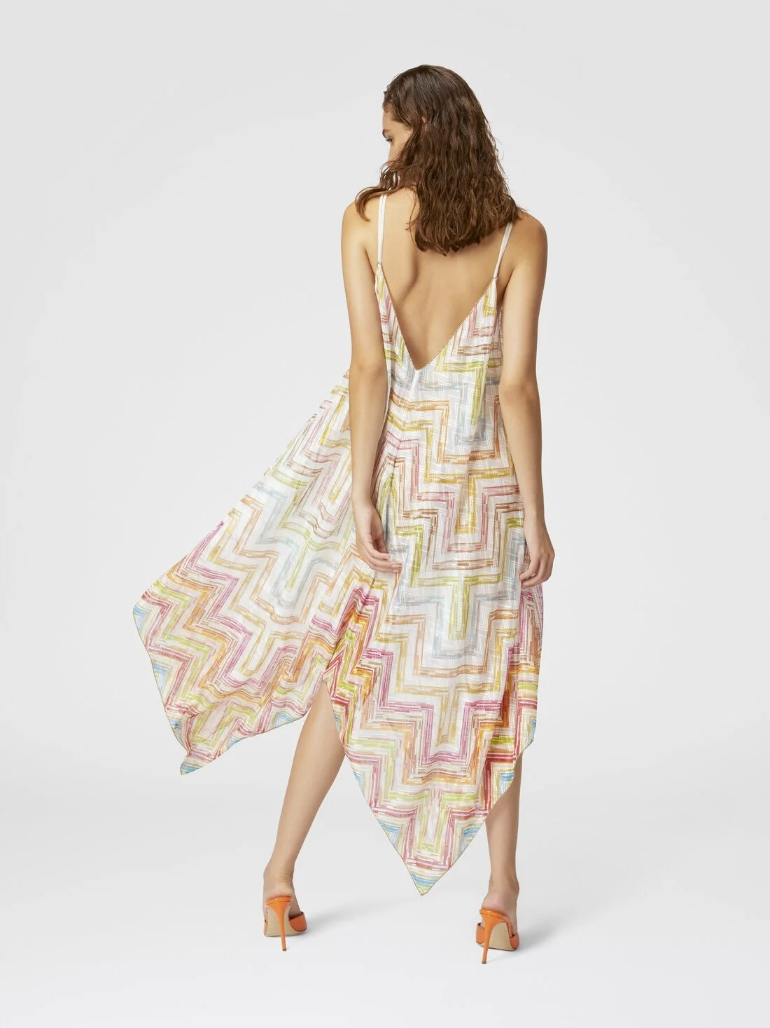 Missoni Long cover-up dress in printed tulle with scarf bottom | REVERSIBLE Missoni Long cover-up dress in printed tulle with scarf bottom | REVERSIBLE