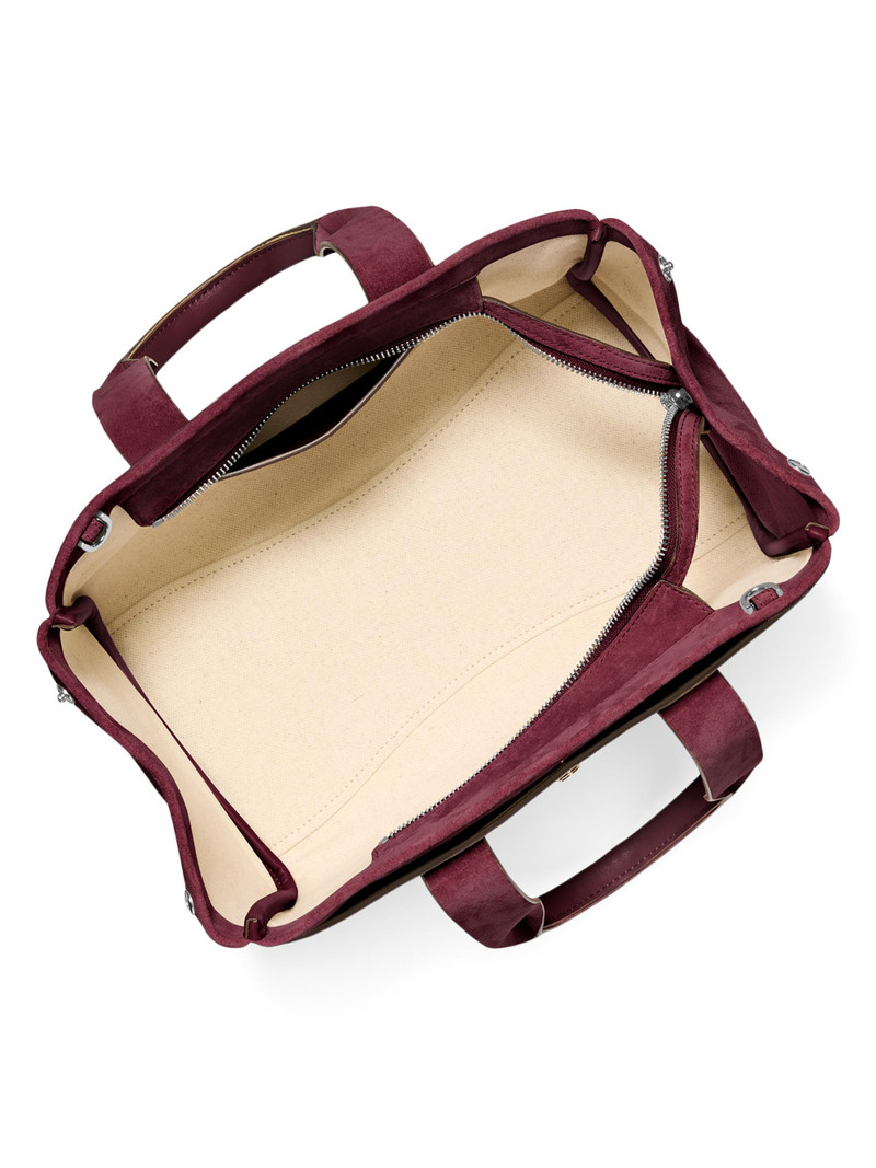 Women's Small Romee Logo Suede Satchel - Oxblood 3