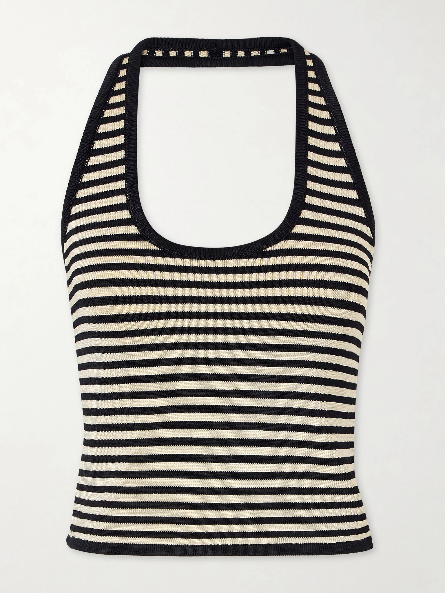 Striped knitted halterneck top Yellow - 1