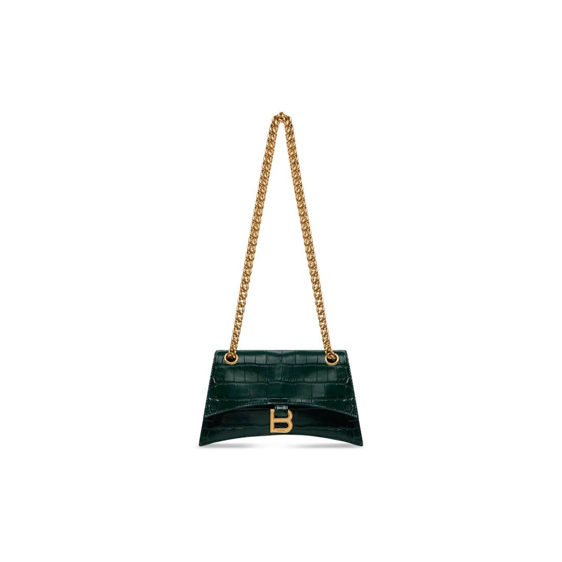 Women's Crush Xs Chain Bag Crocodile Embossed  in Forest Green - 1