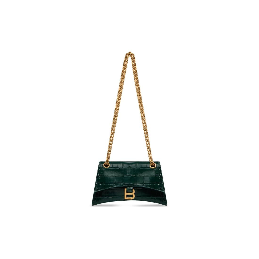 Balenciaga Women's Crush Xs Chain Bag Crocodile Embossed - Forest Green