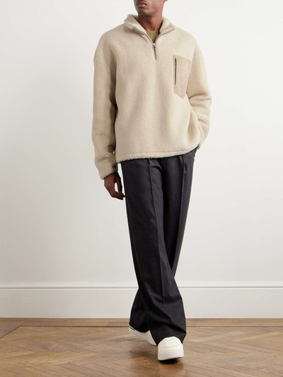 Loro Piana Suede-Trimmed Cashmere and Silk-Blend Fleece Half-Zip Sweater outlook