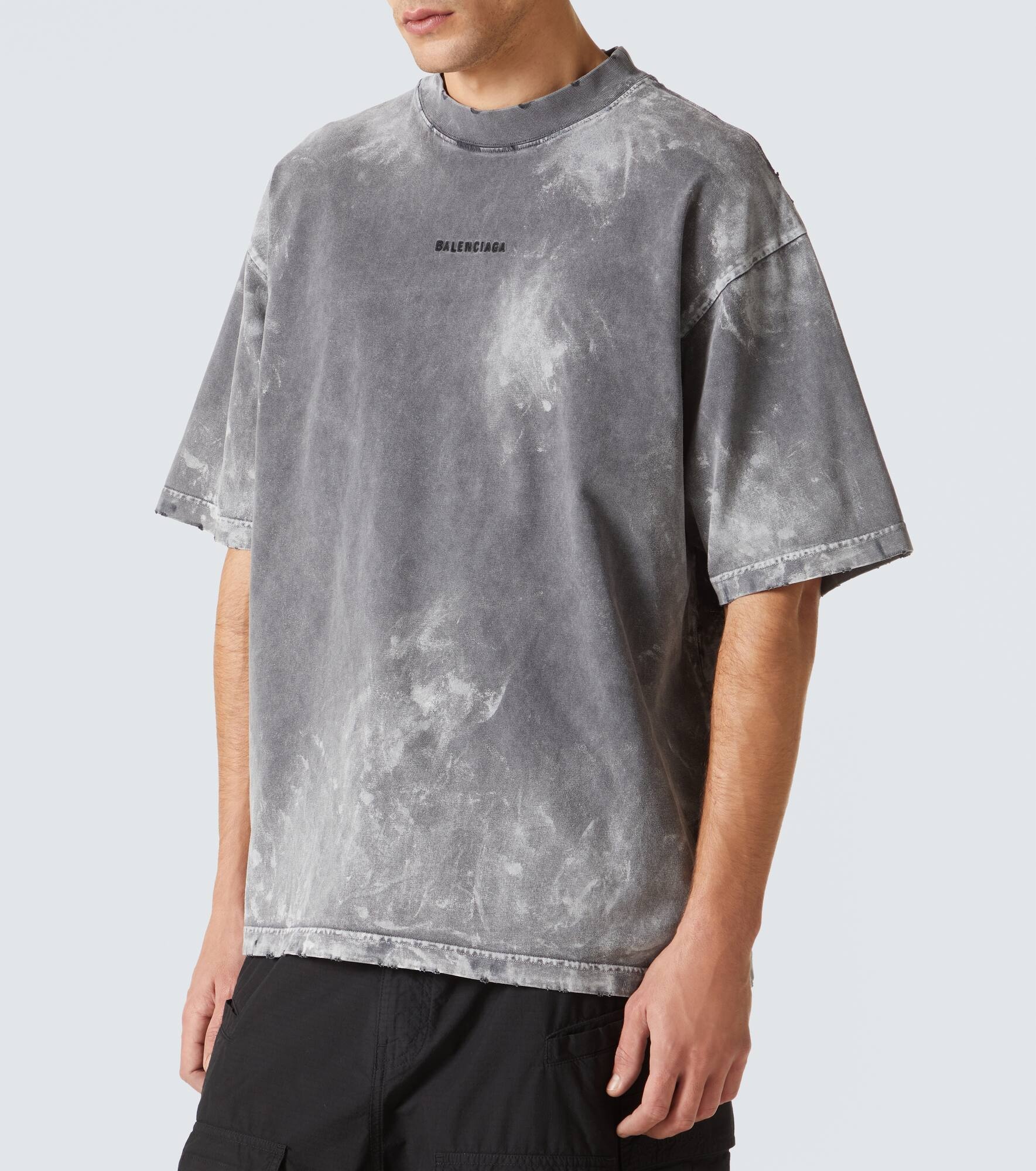 Distressed cotton-blend jersey T-shirt - 3