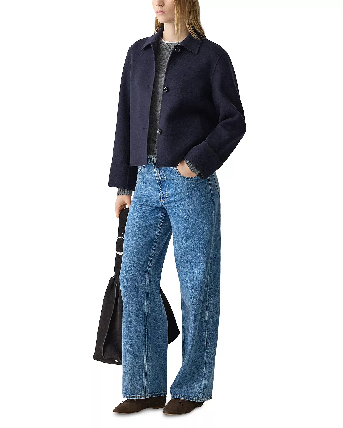 Wool & Cashmere Boxy Cuffed Jacket - 2