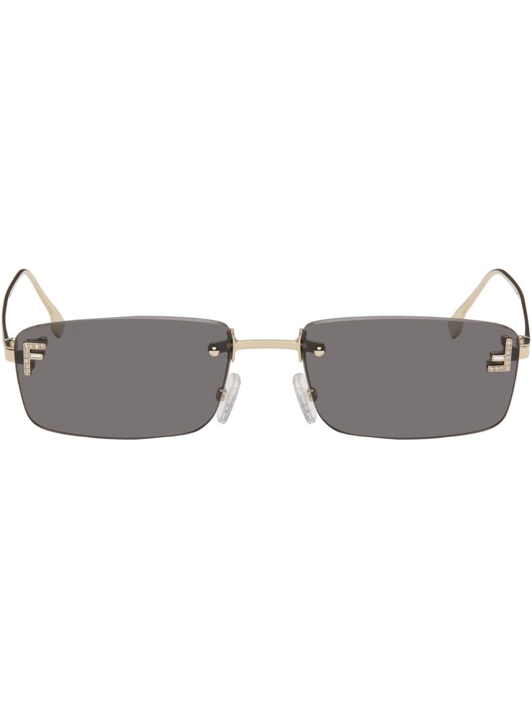 Gold 'Fendi First' Crystal Sunglasses - 1
