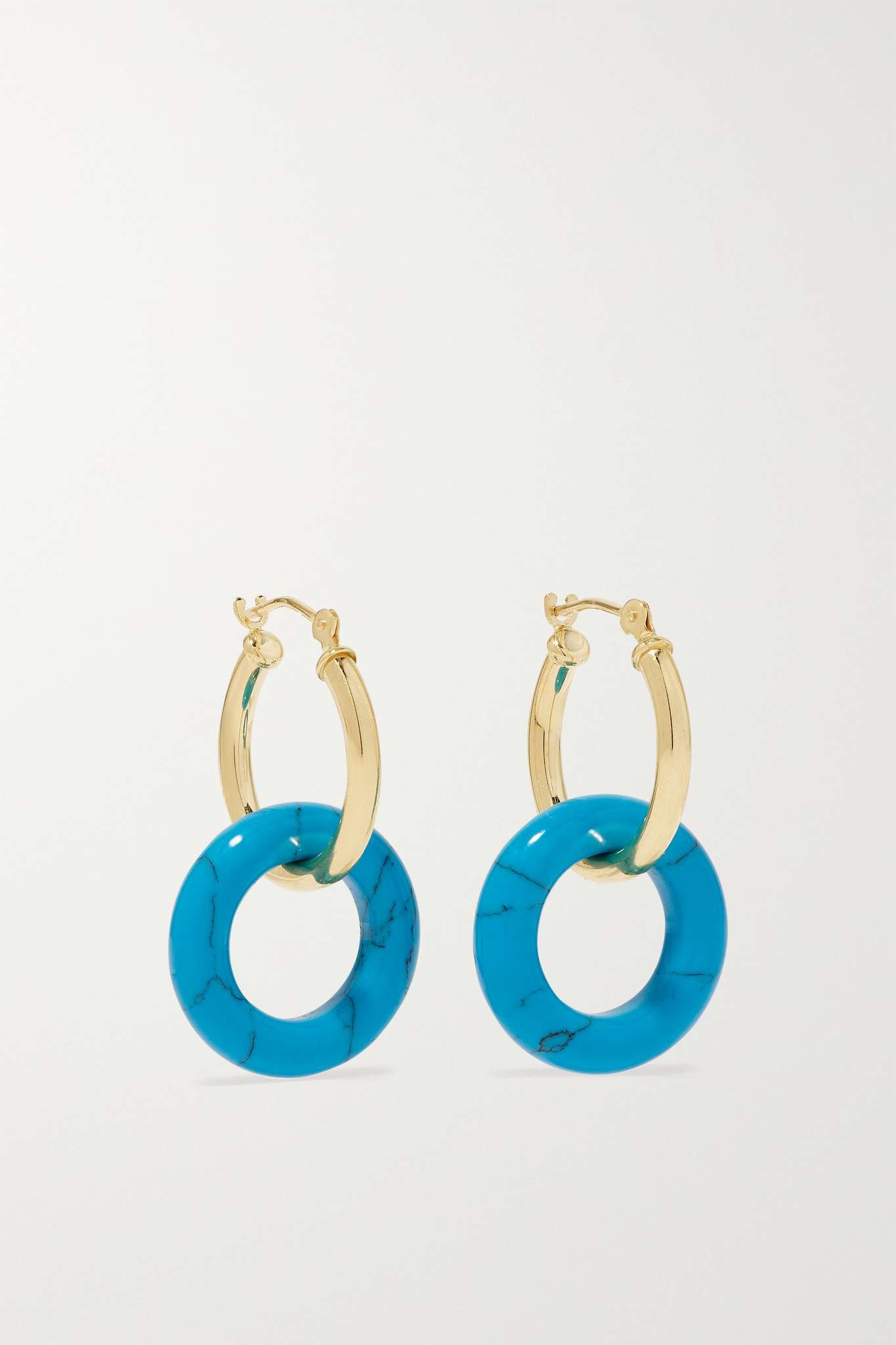 Donut 14-karat gold lapis lazuli hoop earrings - 1