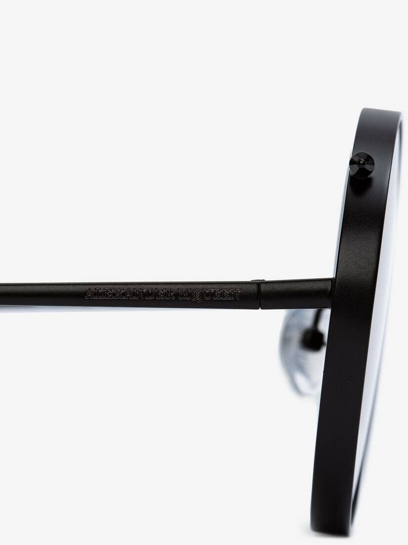 Piercing Round Metal Sunglasses in Black/dark Grey - 4