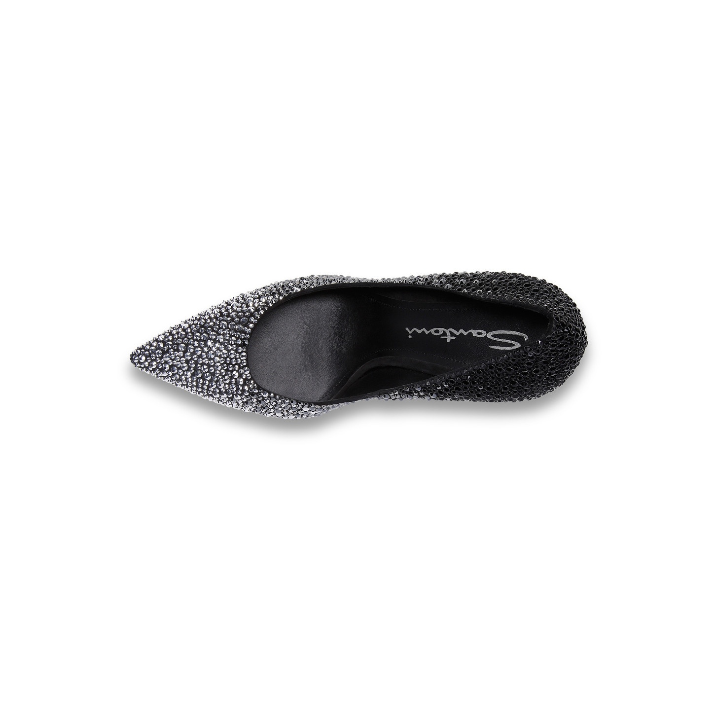 Women's black suede and strass high-heel Santoni Sibille pump - 4