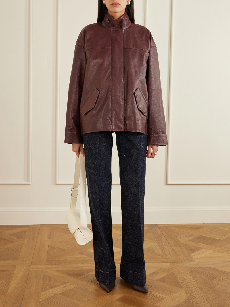 SIMKHAI Hartley Paneled Textured-leather Jacket outlook