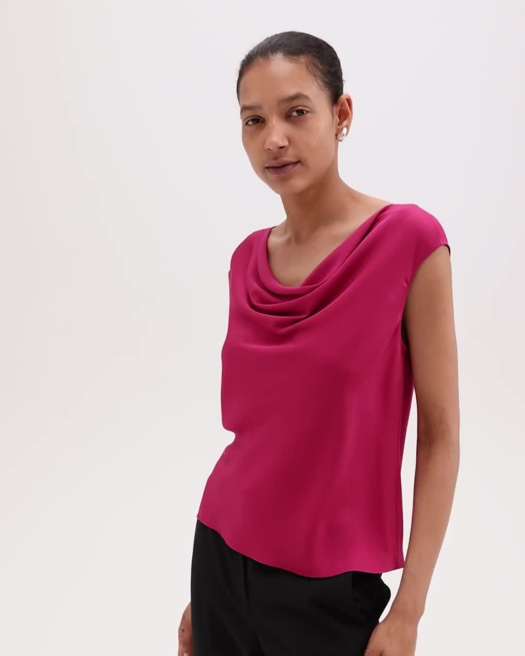 Cowl Neck Top in Silk Georgette - 7