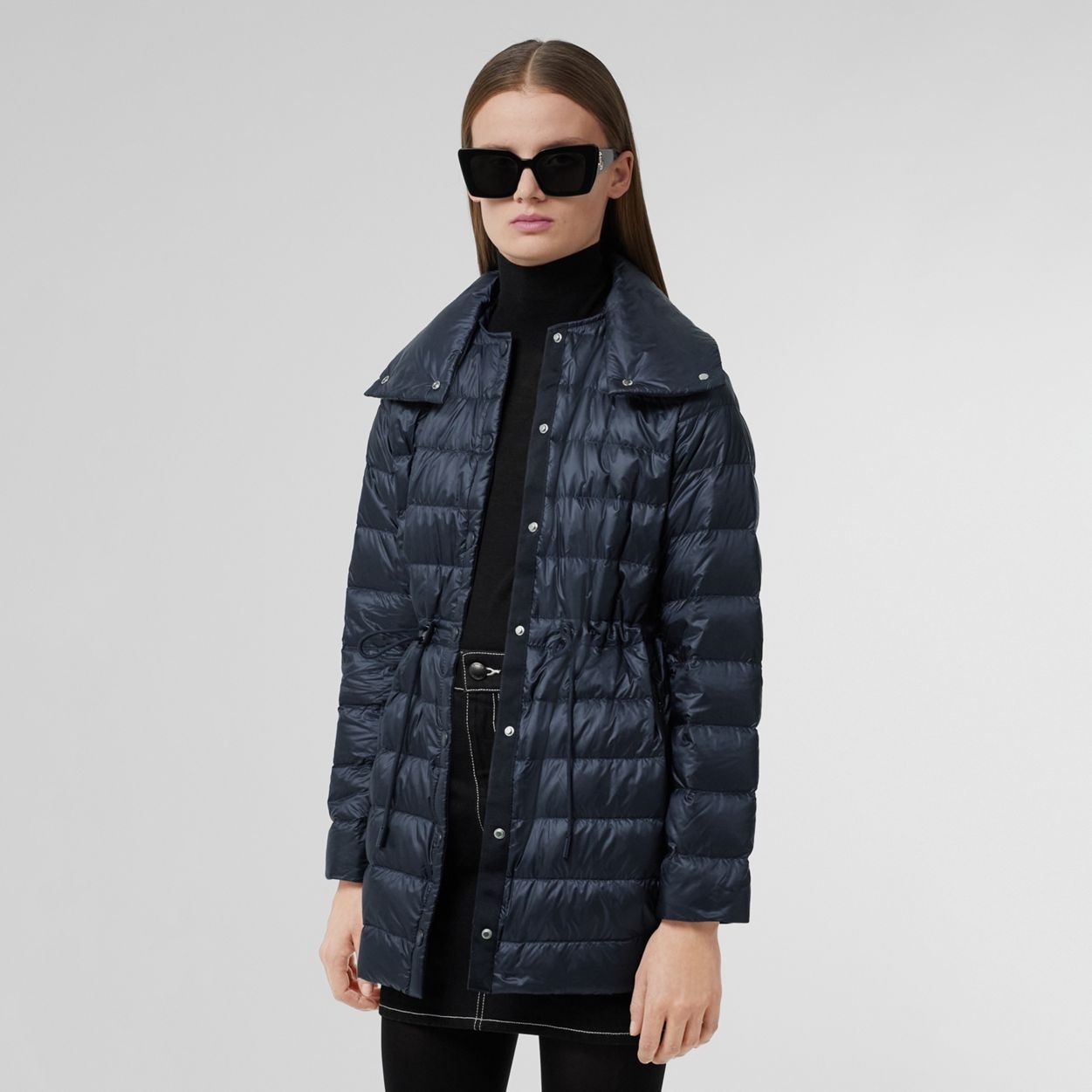 Detachable Collar Nylon Puffer Coat - 8