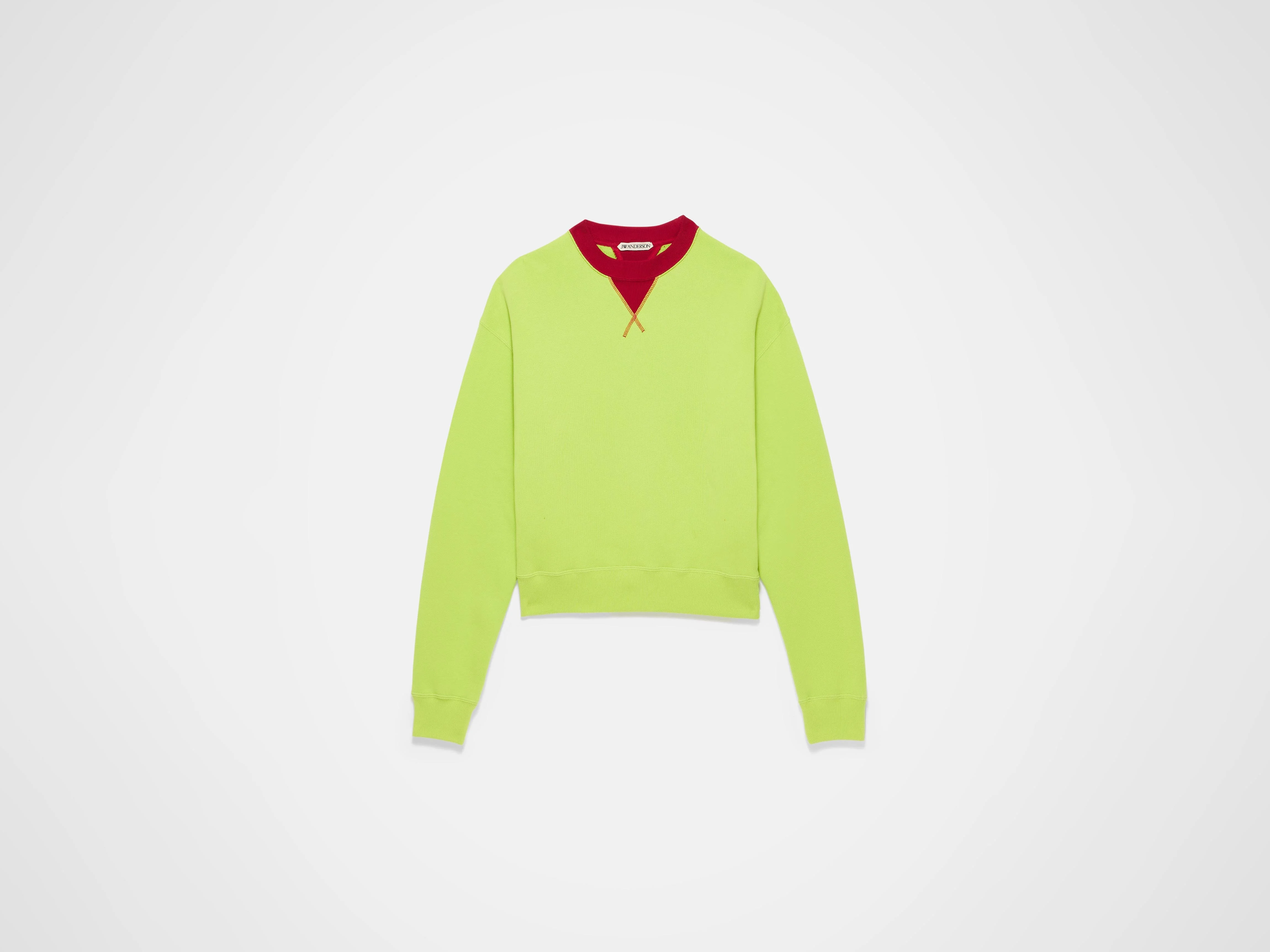 CONTRAST COLLAR SWEATSHIRT IN LIME & RED - 1