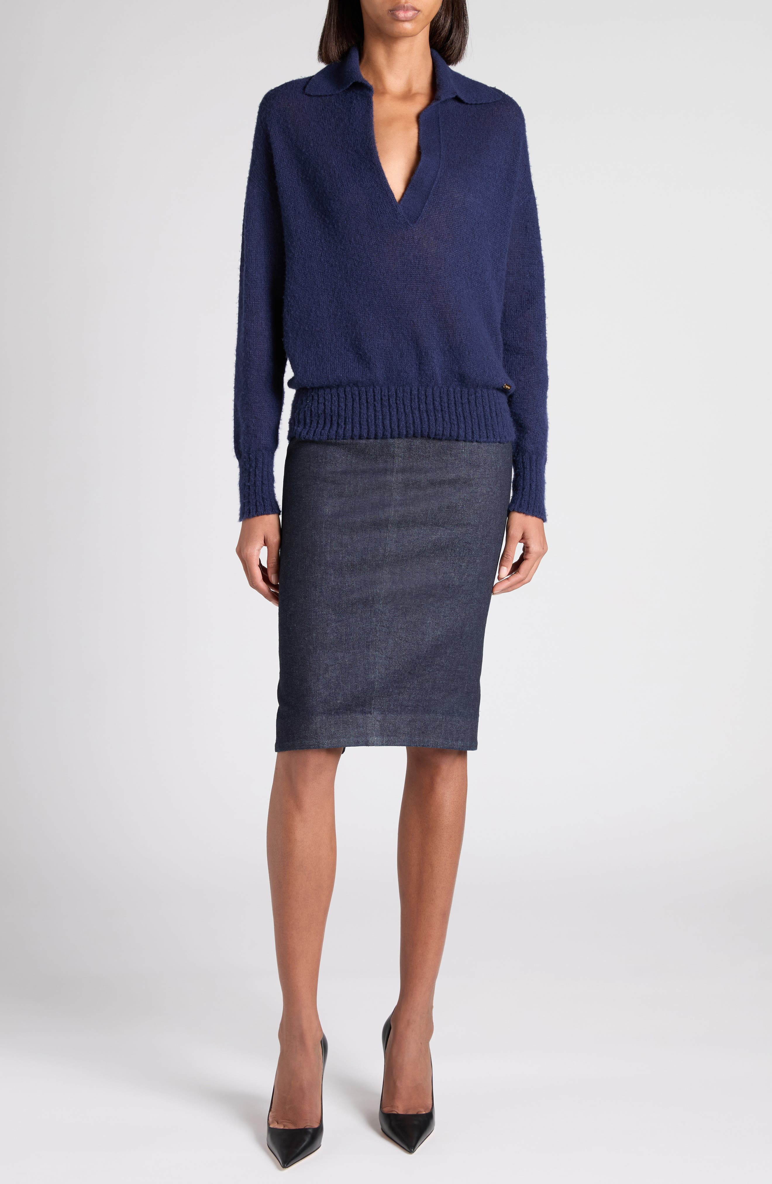 TOM FORD Johnny Collar Cashmere Sweater in Hb905 Bright Navy at Nordstrom - 2