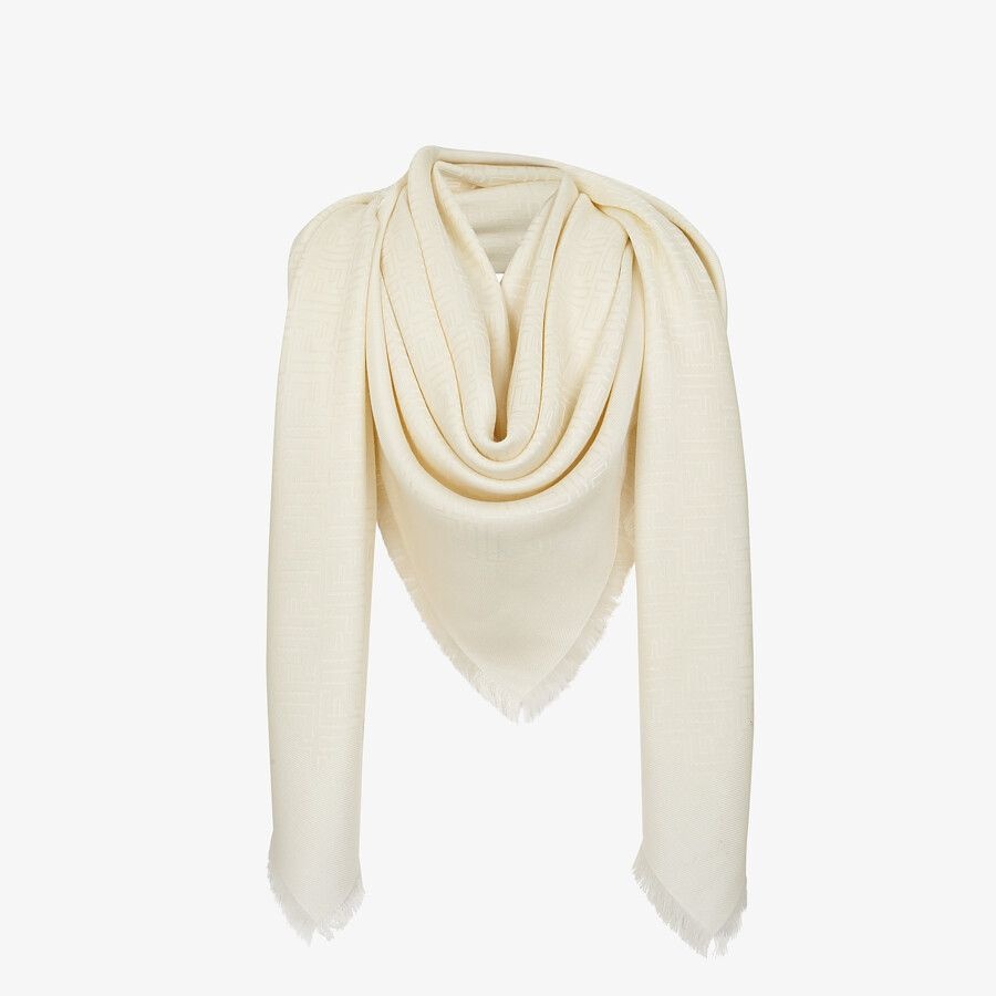 White silk and wool shawl - 2