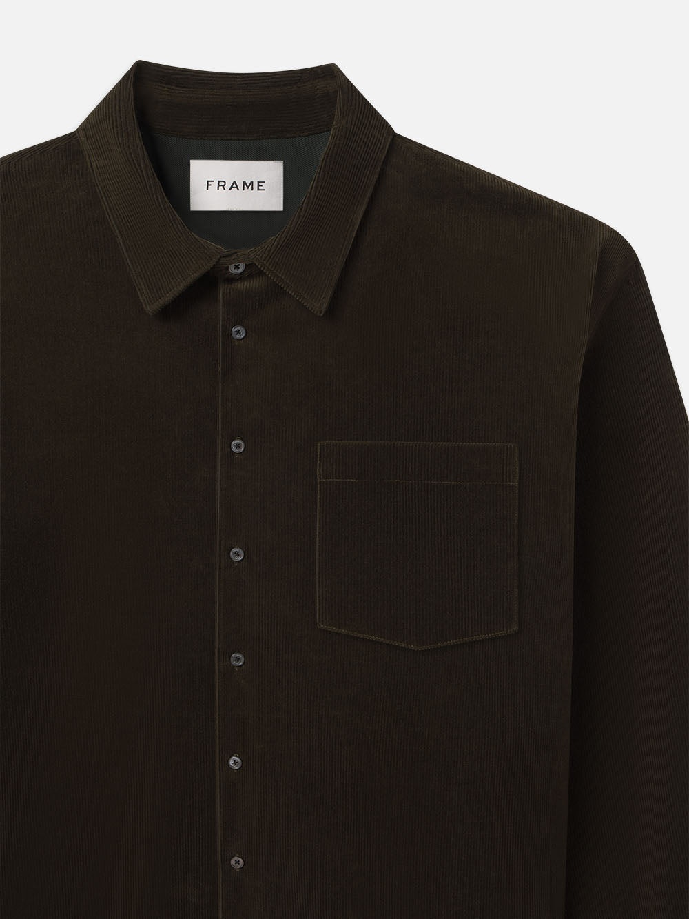 Relaxed Corduroy Overshirt in Dark Olive - 3