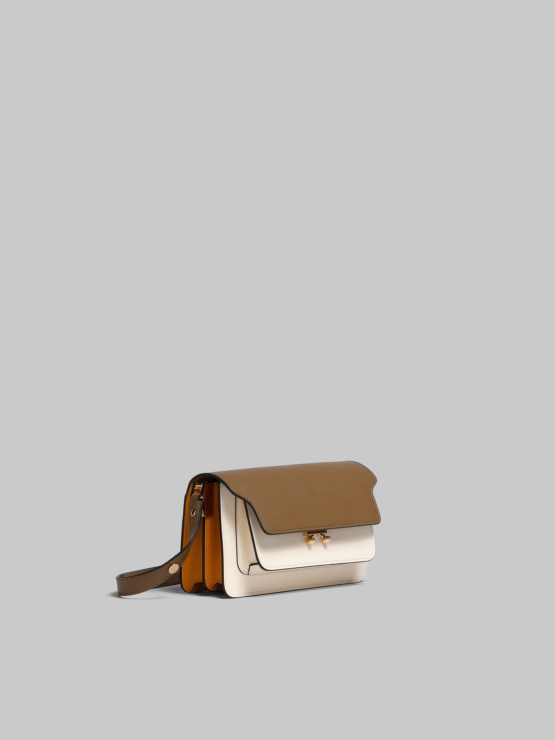 TRUNK BAG E/W IN BROWN WHITE AND ORANGE SAFFIANO LEATHER - 6