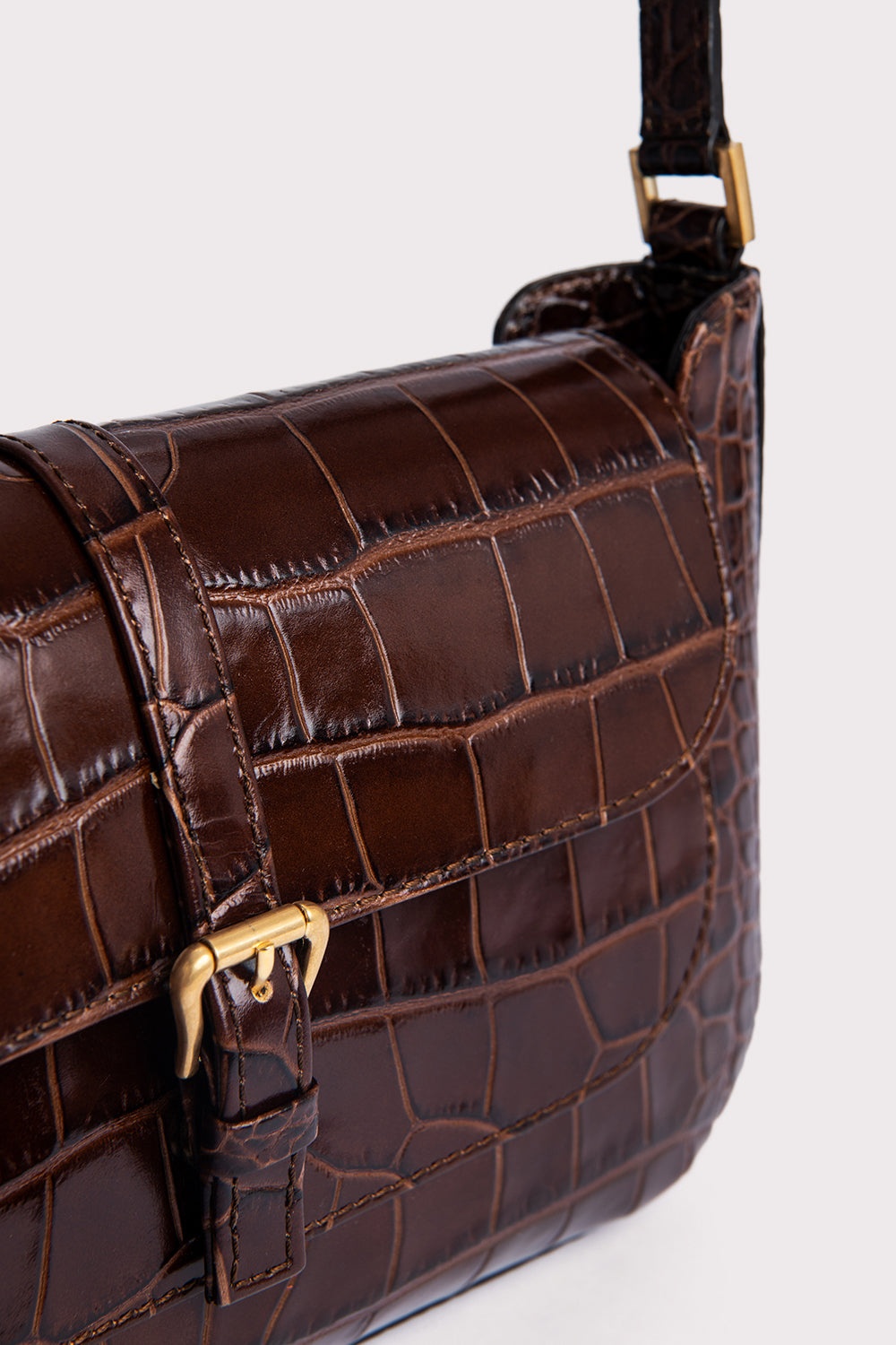 ハンドバッグ by FAR HAND BAG (20CRMIRANEDSMA NUTELLA) BY FAR Miranda Nutella Croco Embossed Leather | REVERSIBLE