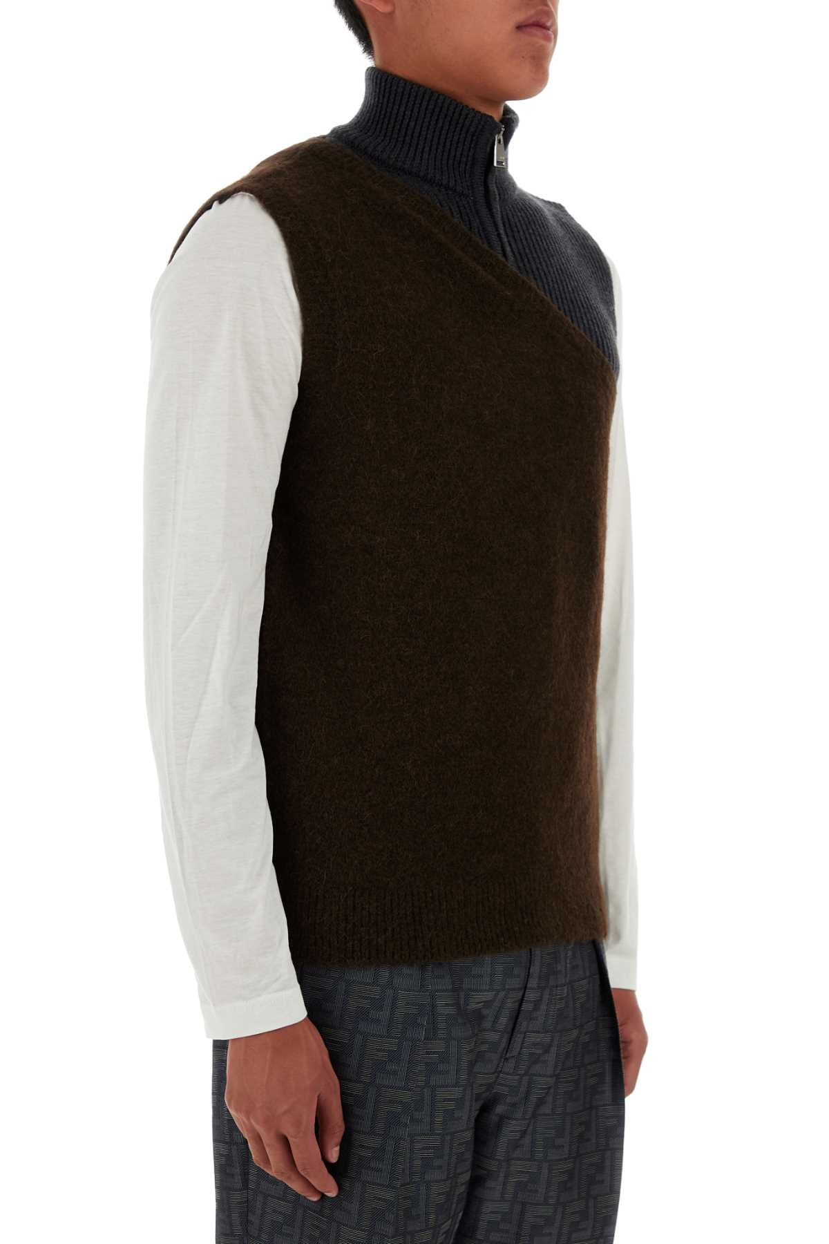 Fendi Men Two-Tone Stretch Wool Blend Vest - 3