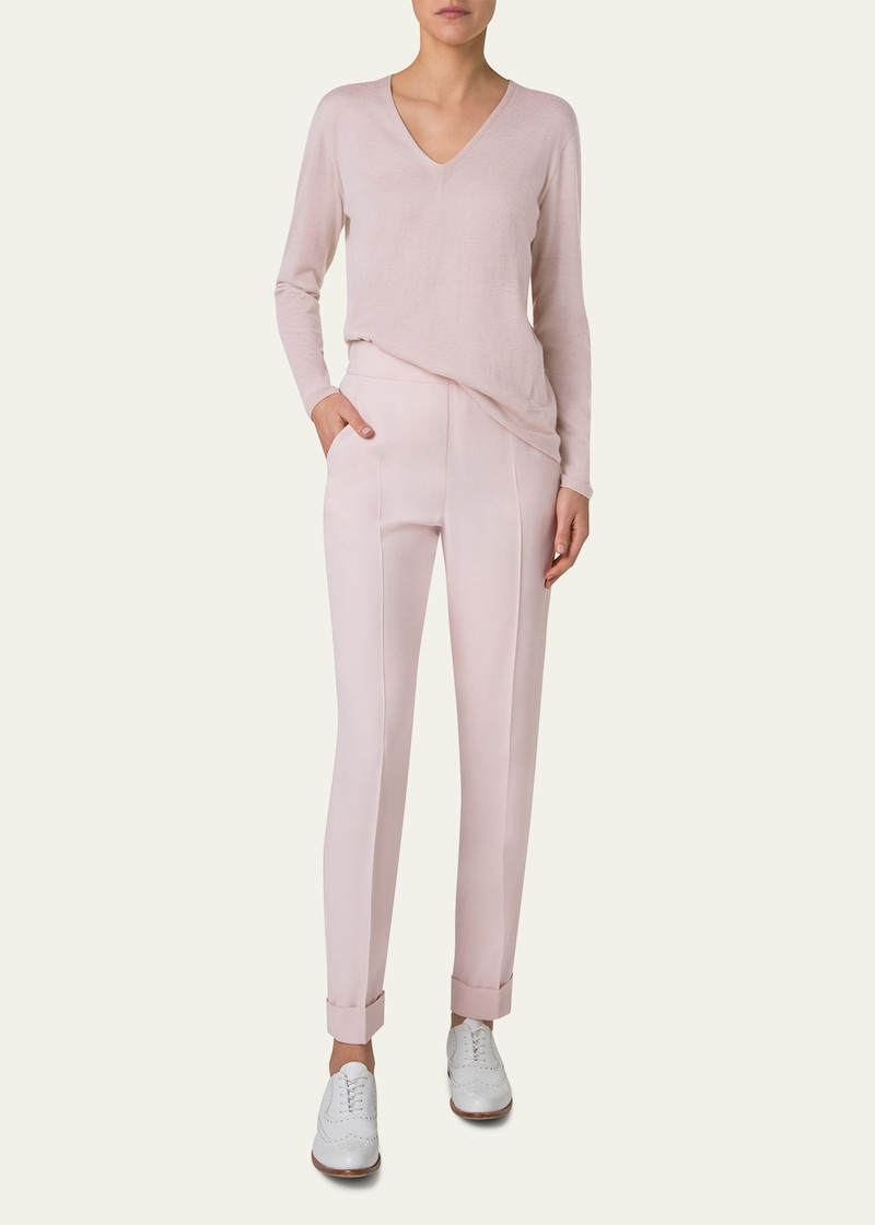 AKRIS Chris Crepe Tapered-Leg Cuffed Pants outlook