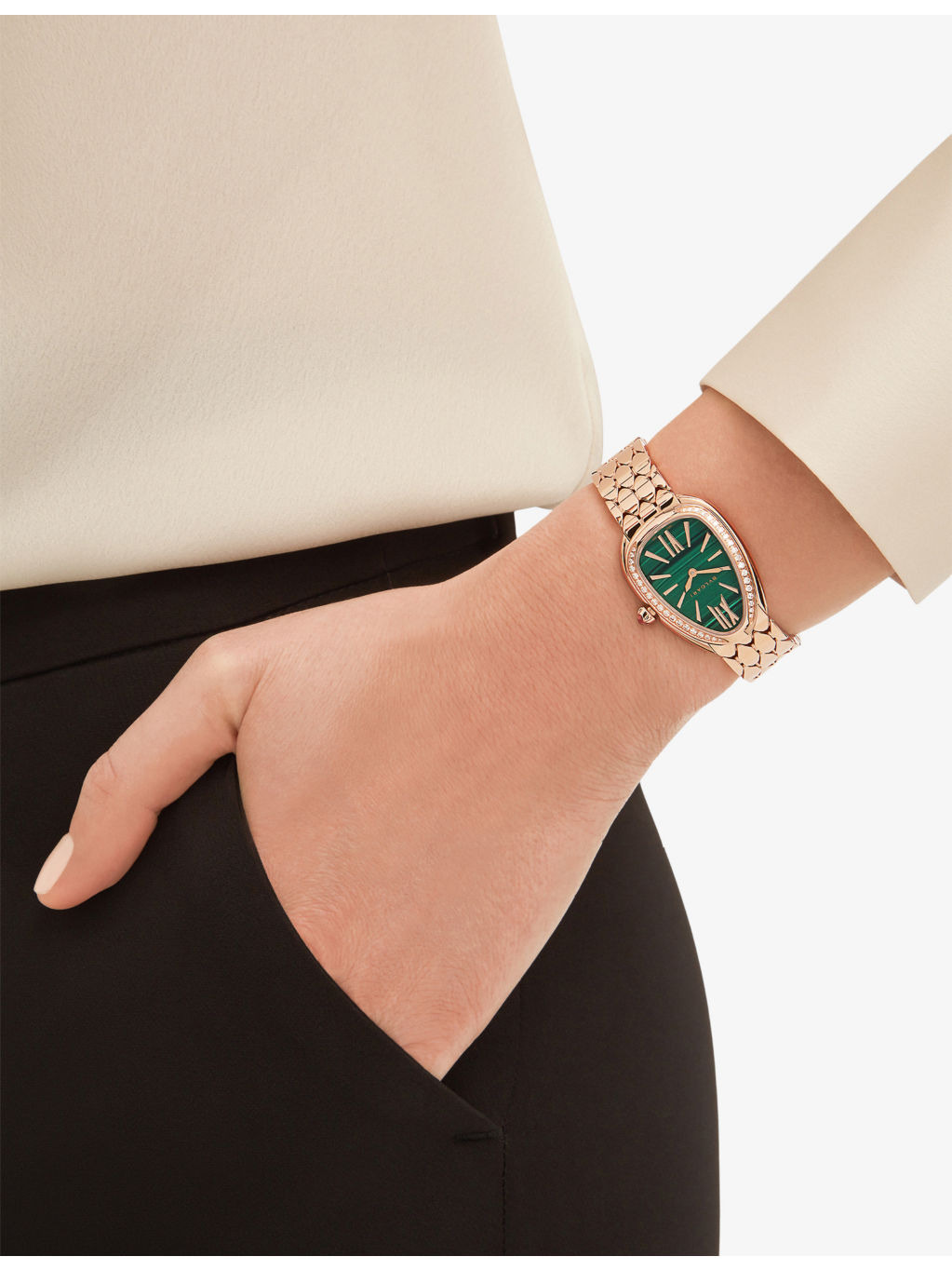 Serpenti Seduttori 18ct Rose Gold, 0.38ct Diamonds And 0.108ct Rubellite Quartz Watch - 4
