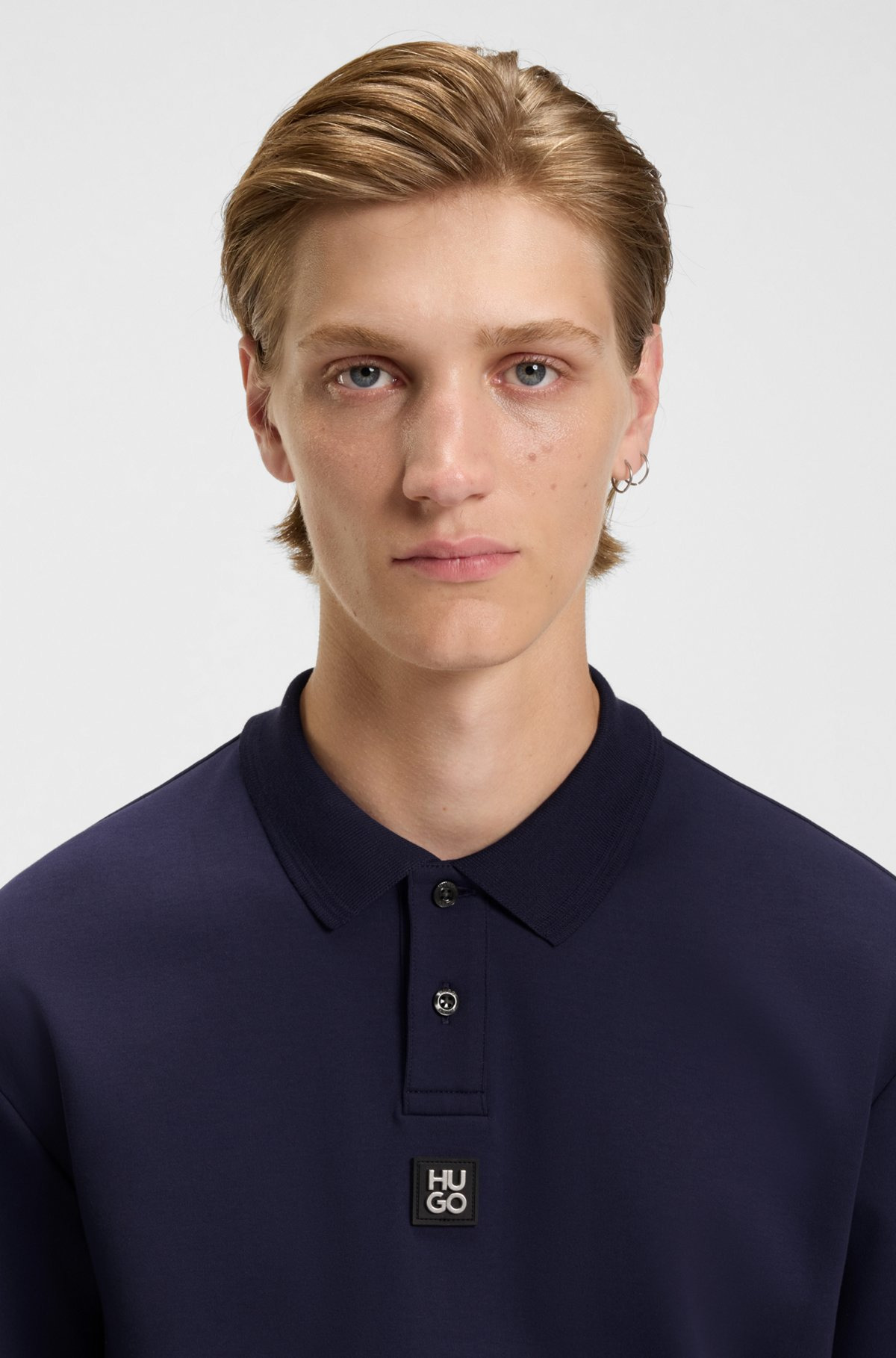 INTERLOCK-COTTON POLO SHIRT WITH STACKED LOGO - 3