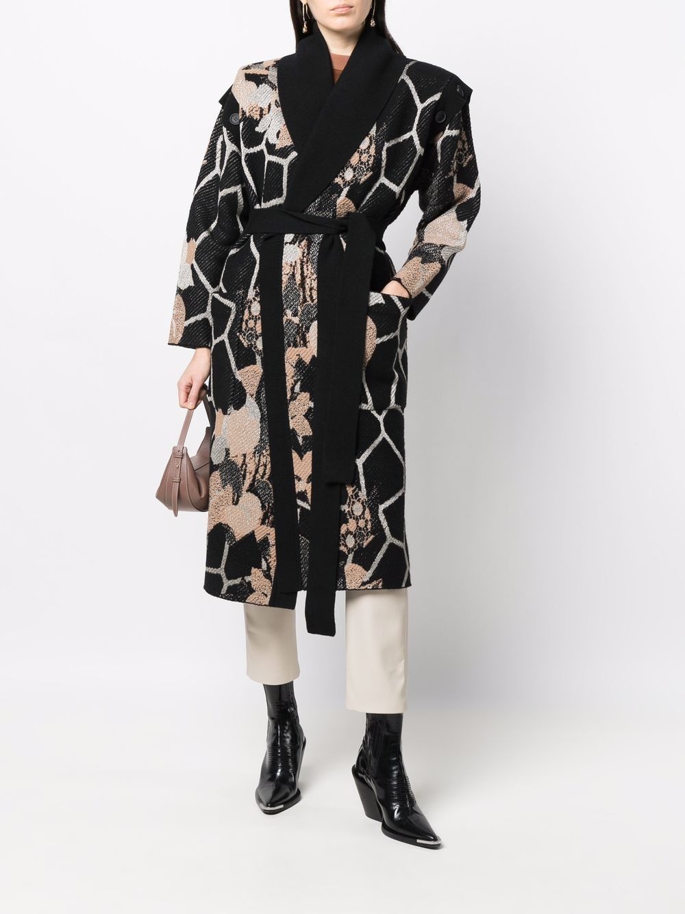 detachable-sleeves belted coat - 2