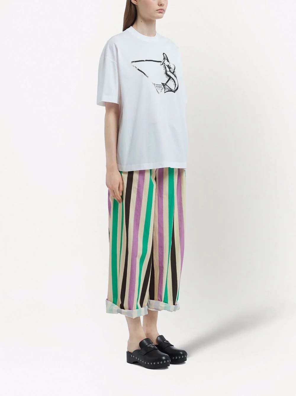 mermaid and logo print oversize T-shirt - 3