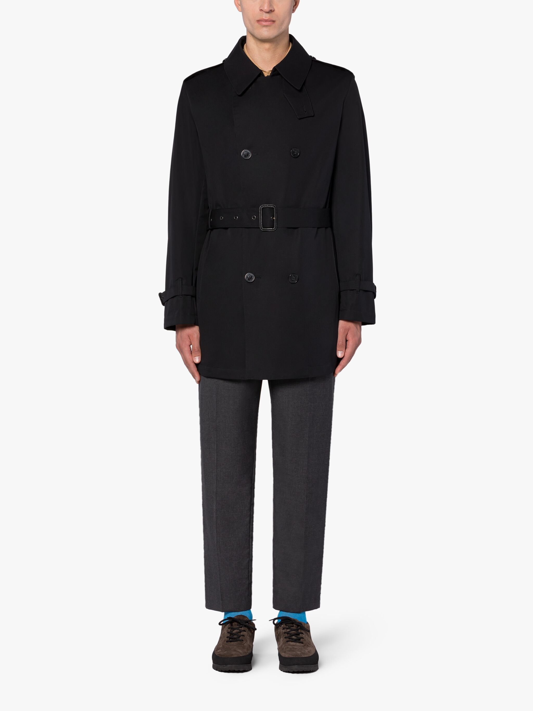 ST JOHN BLACK COTTON SHORT TRENCH COAT - 2