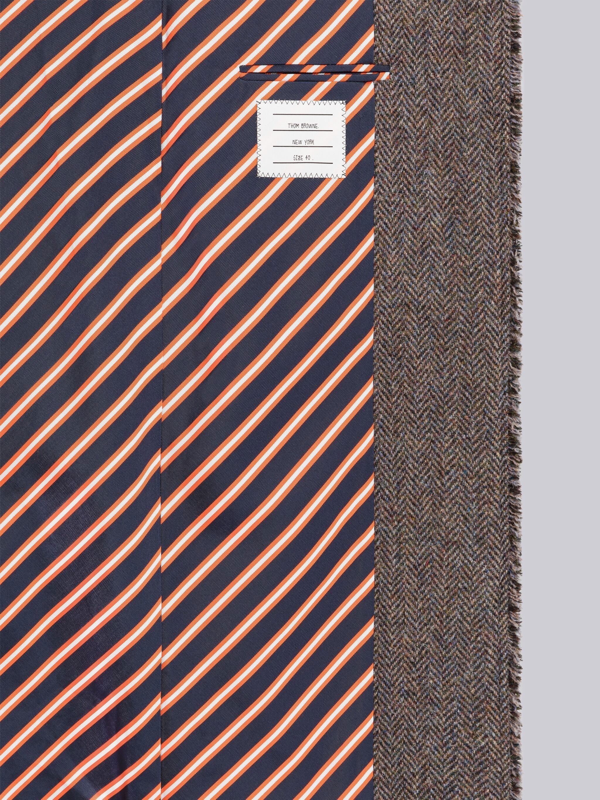 Herringbone Frayed Single Vent Overcoat - 6