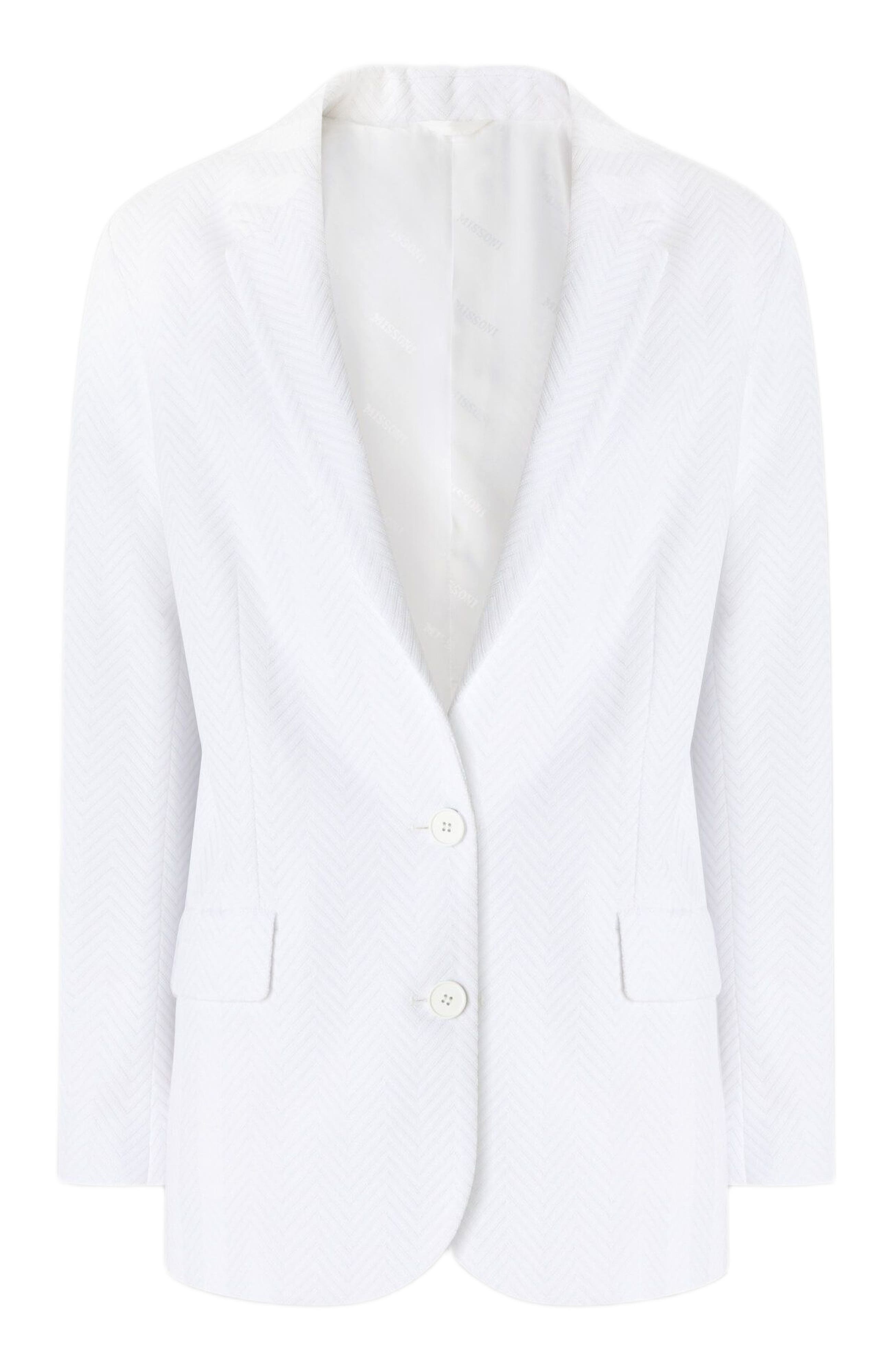 Missoni Single-breasted Blazer In Cotton And Zig Zag Viscose Tone On Tone in White at Nordstrom - 2