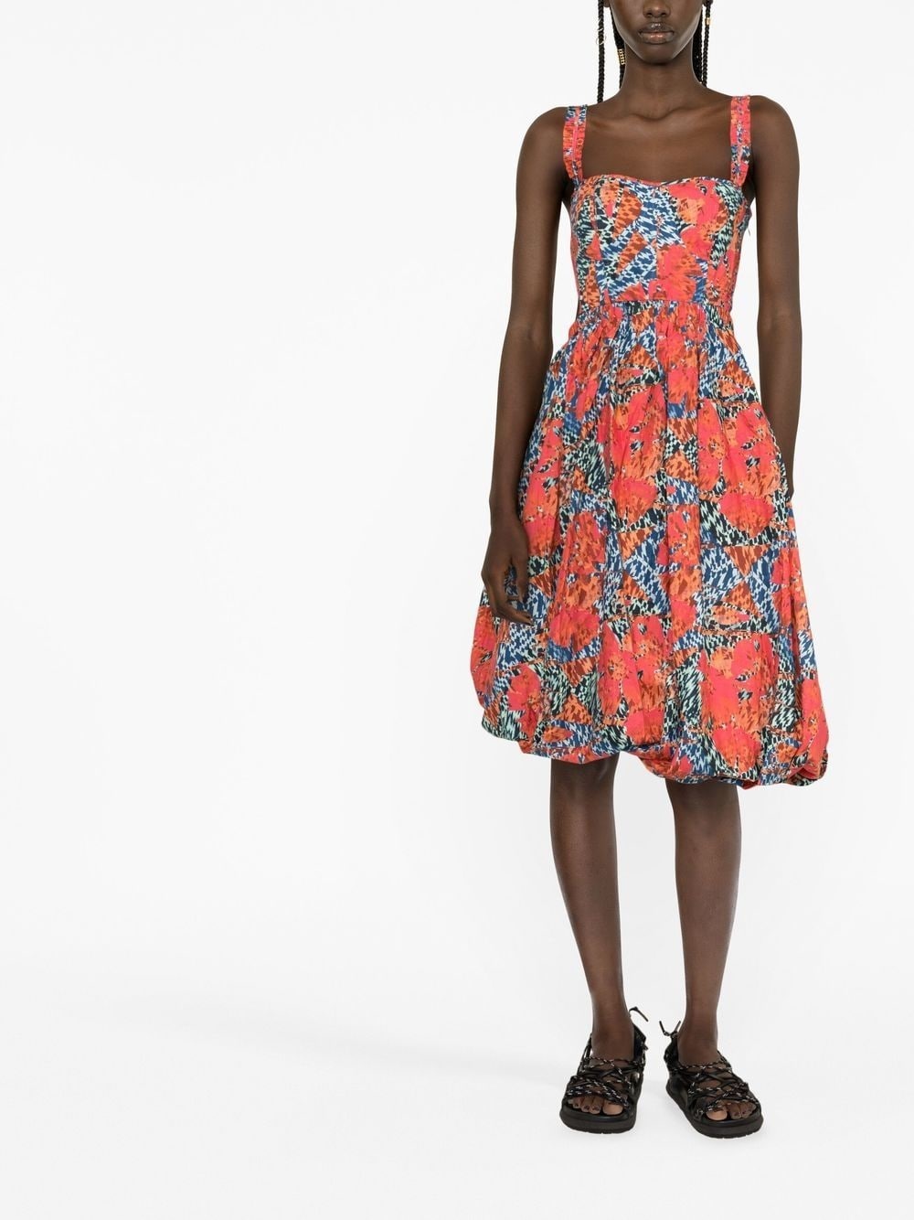 graphic-print sweetheart neck dress - 2