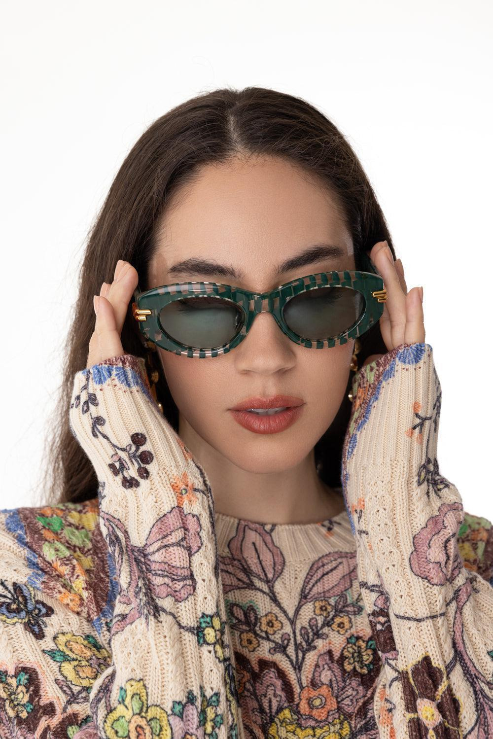Oval Sunglasses - Green - 2