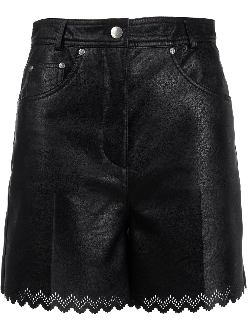 leather-effect scalloped shorts - 1