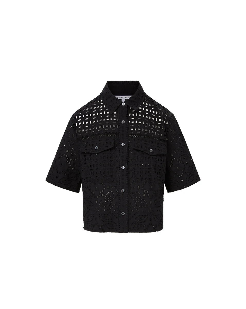 SPRUCE EYELET SHORT-SLEEVE BUTTON-DOWN - 1