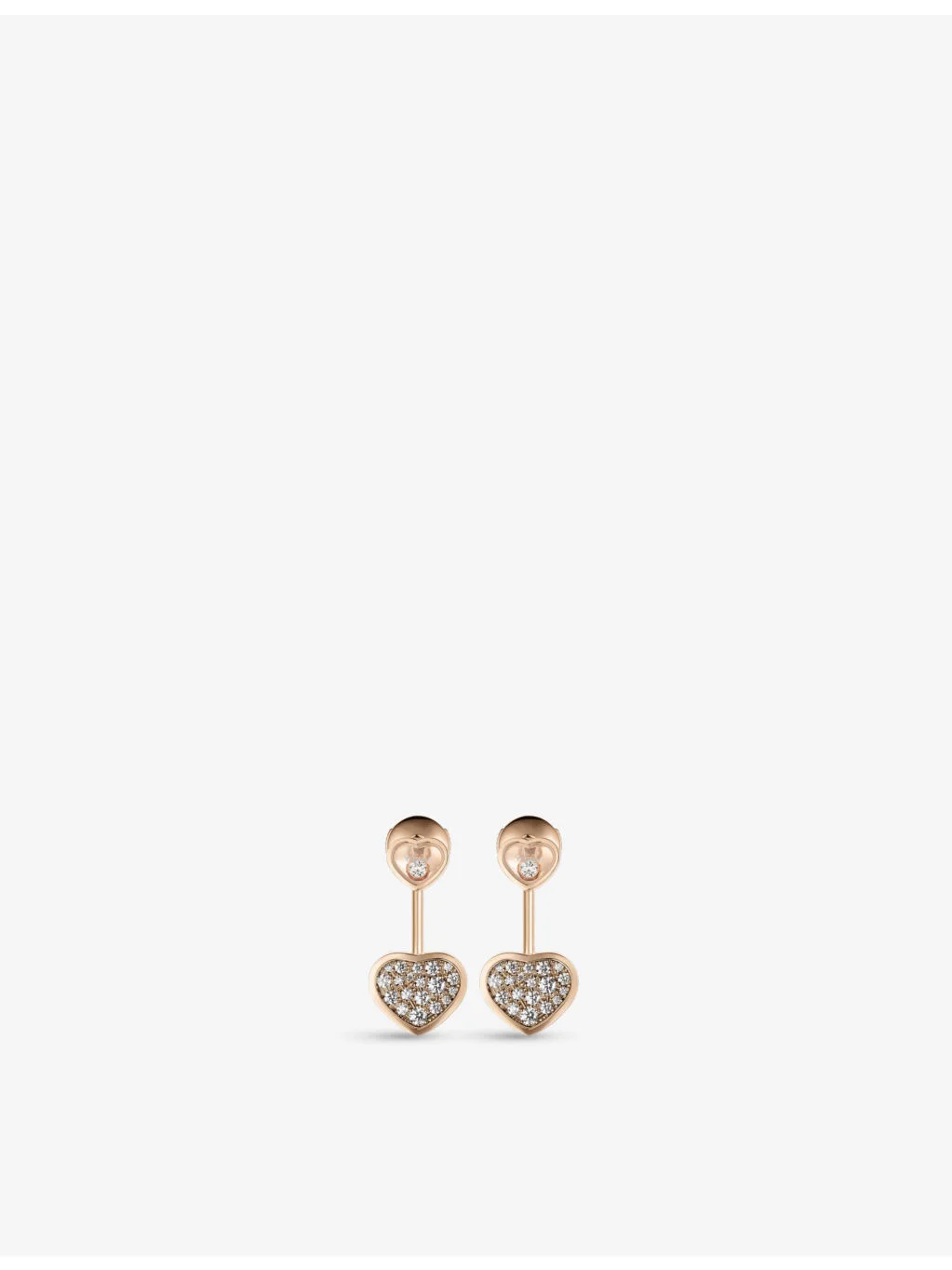 행복한 마음 18ct 장미 금과 0.44ct 화려한 컷 다이아몬드 이어링 - 1