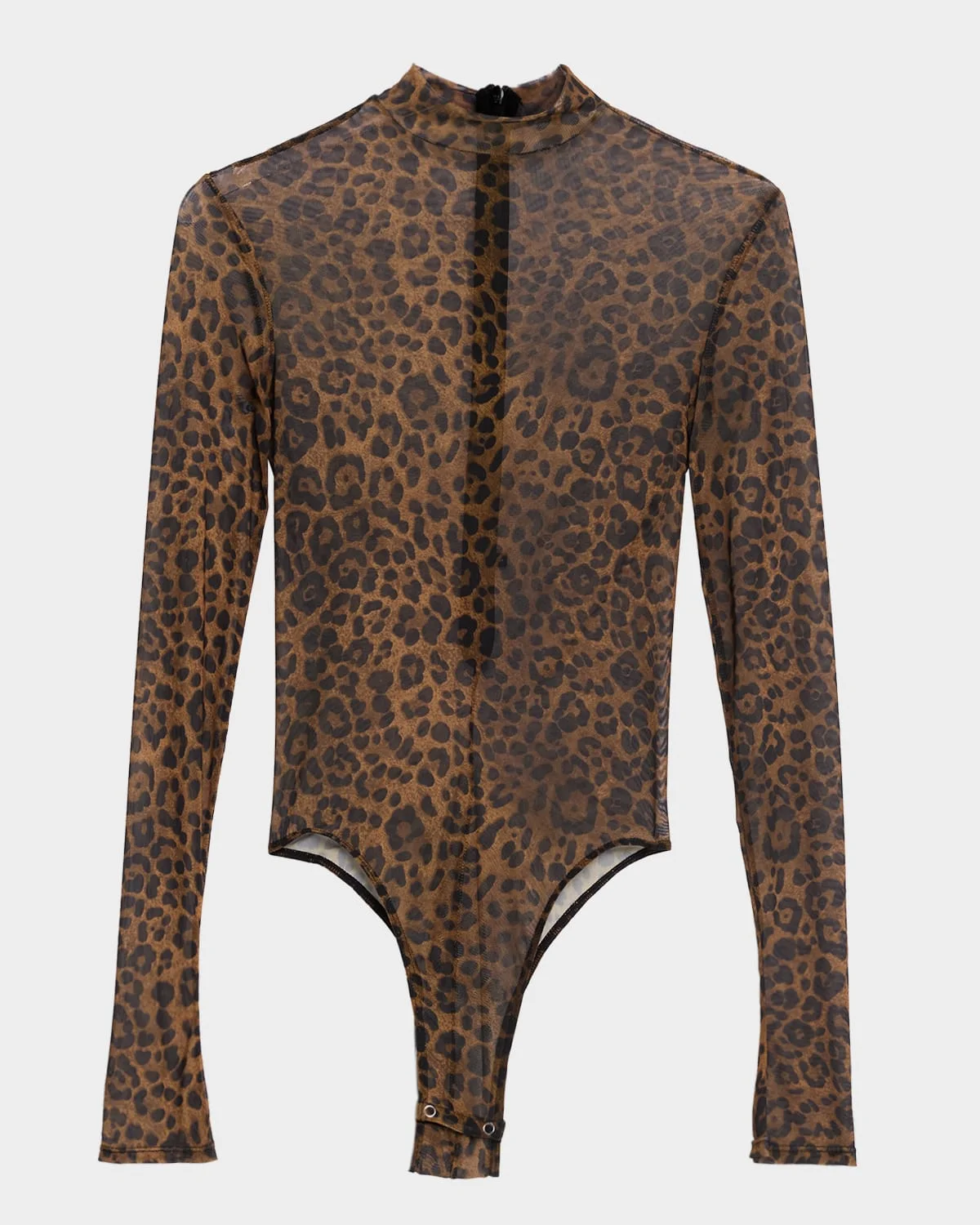 Leopard-Print Mesh Bodysuit - 1