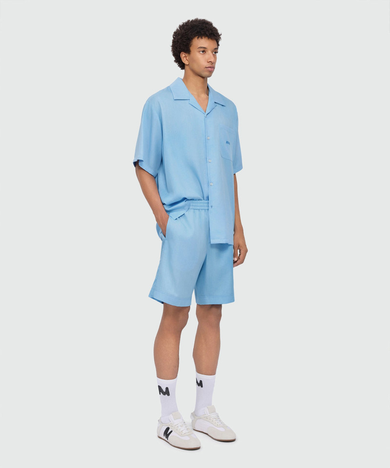Light blue bowling short-sleeve lyocell shirt with tie-dye effect and embroidered logo on the chest 4