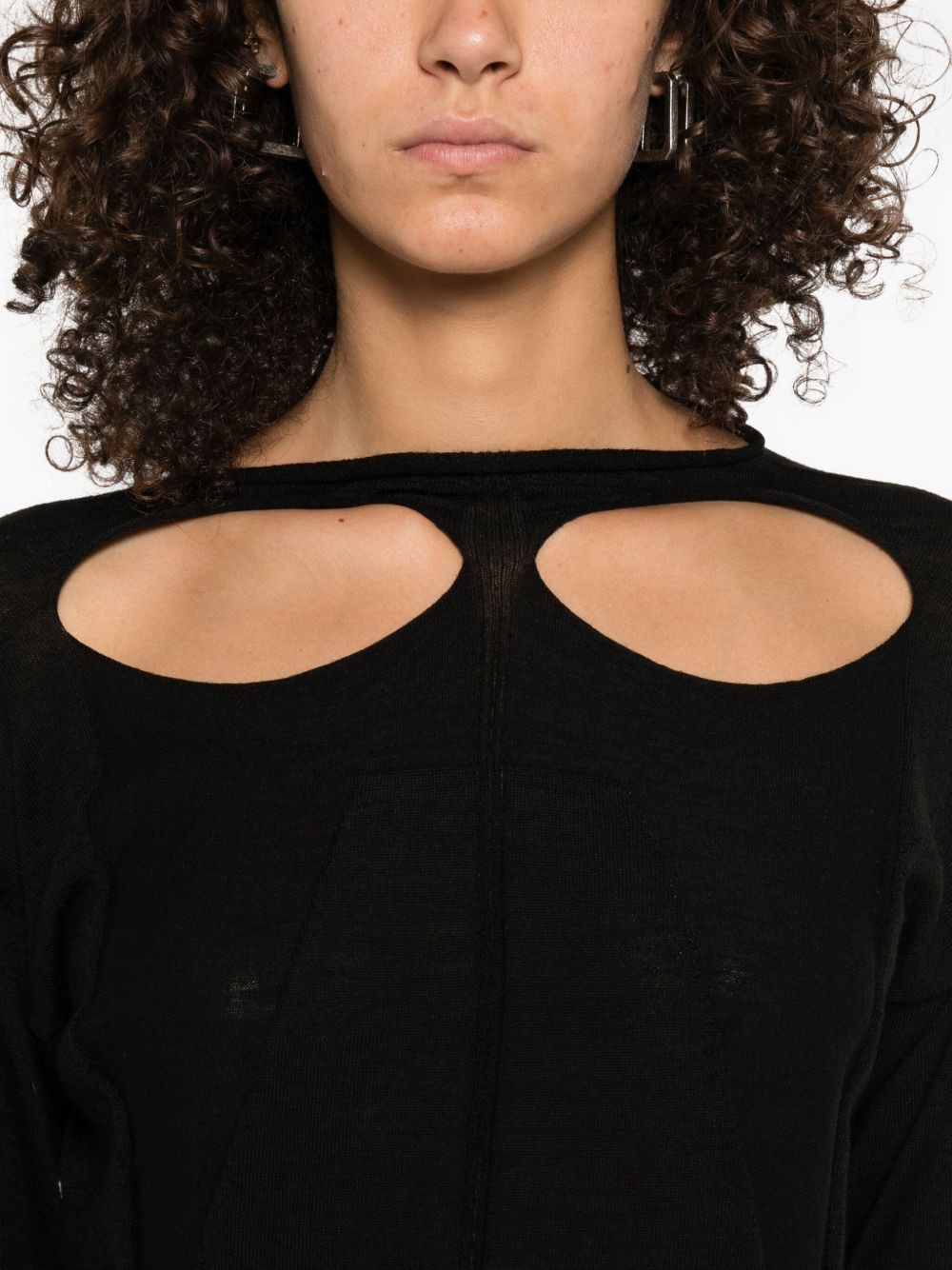 slashed long-sleeve sweater - 5