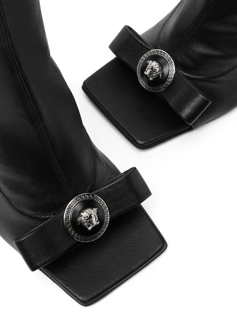VERSACE 100mm Medusa-plaque knee-high boots outlook