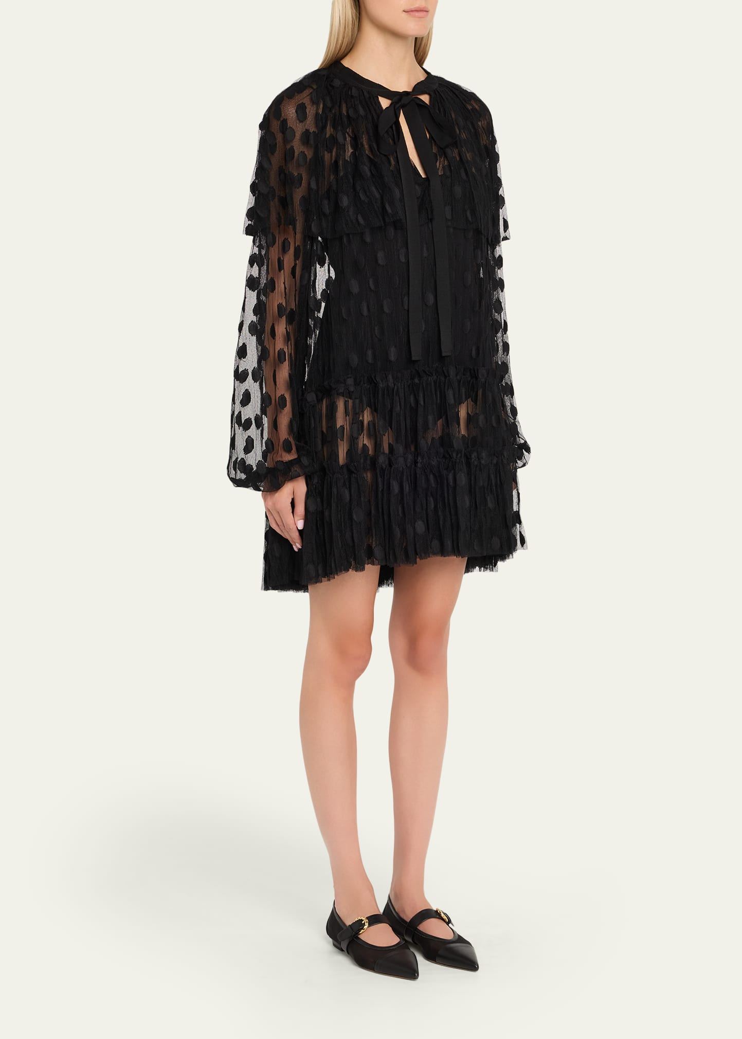 Audette Long-Sleeve Lace Mini Dress - 4