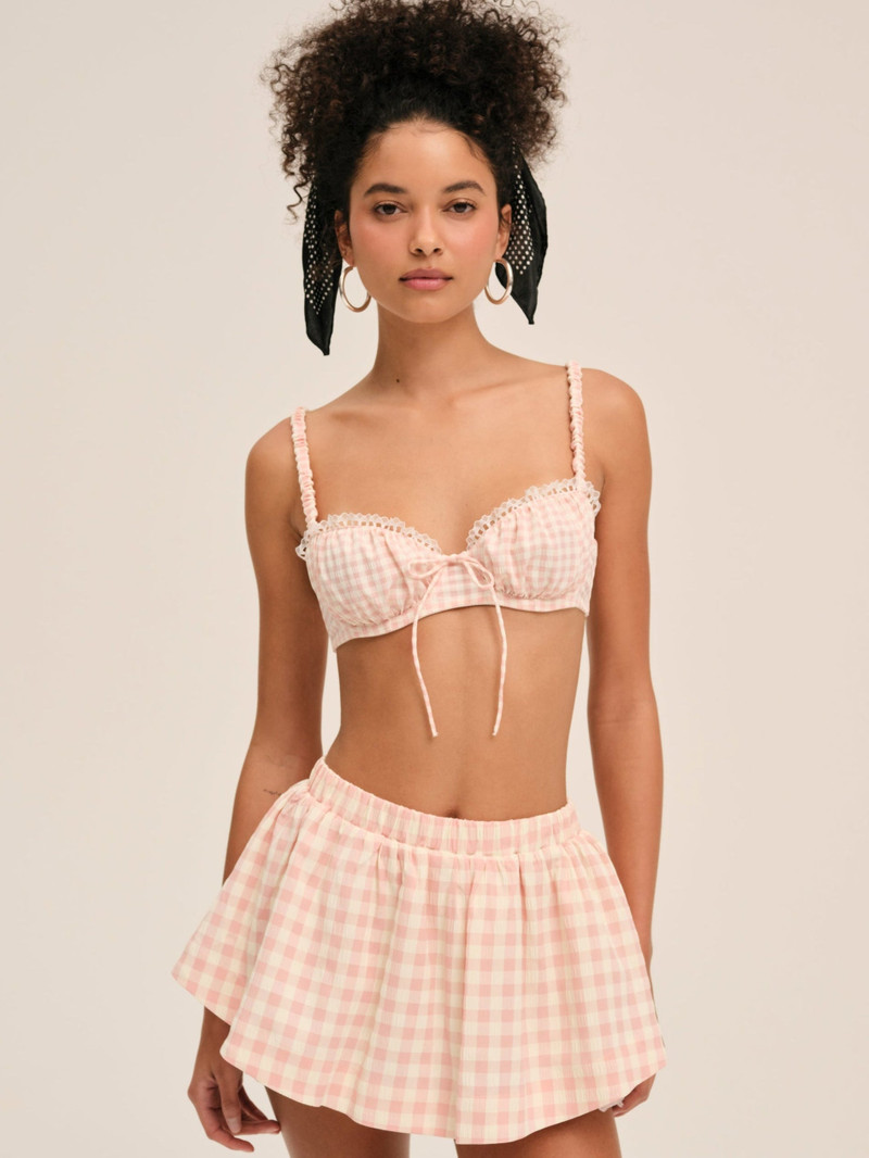 For Love & Lemons Petal Gingham Skort outlook