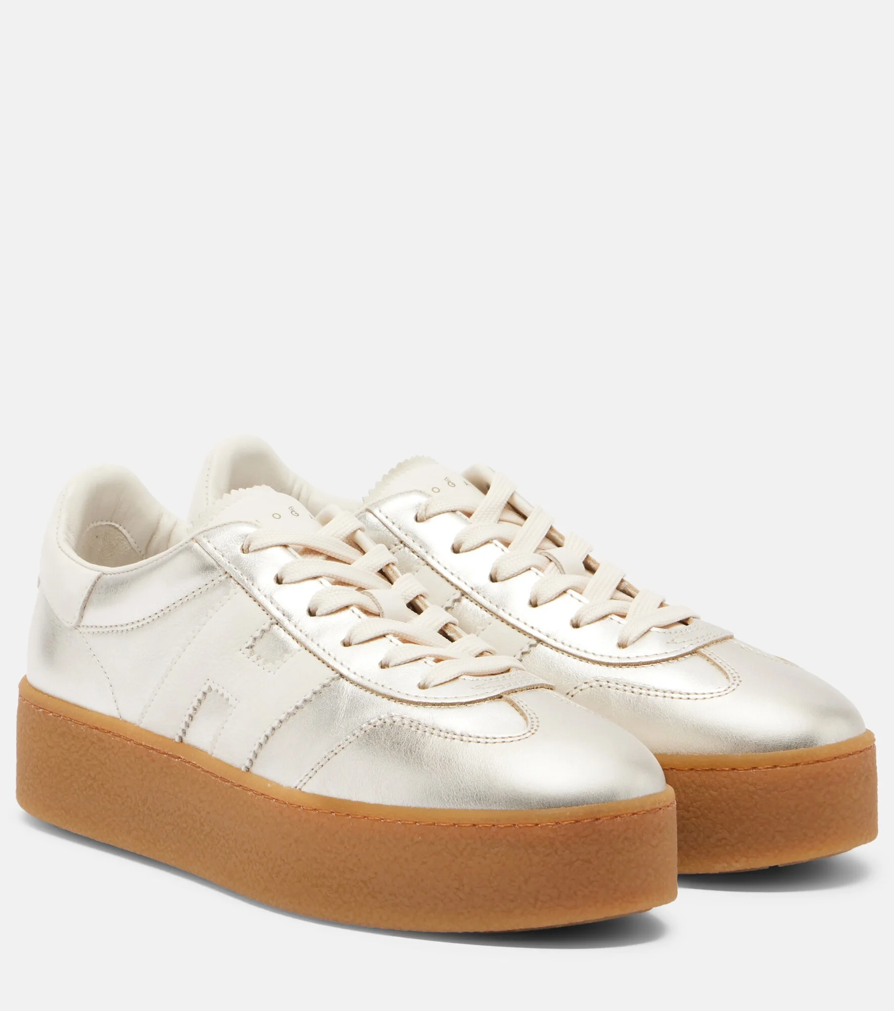 H698 metallic leather platform sneakers - 1