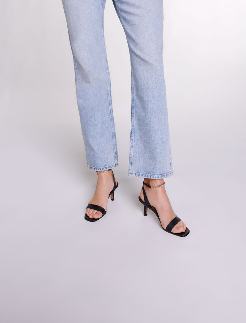 Leather sandals with heels 6