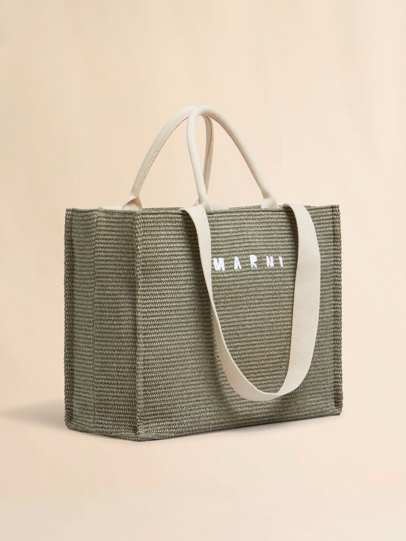 GREEN RAFFIA-EFFECT LARGE TOTE BAG - 5