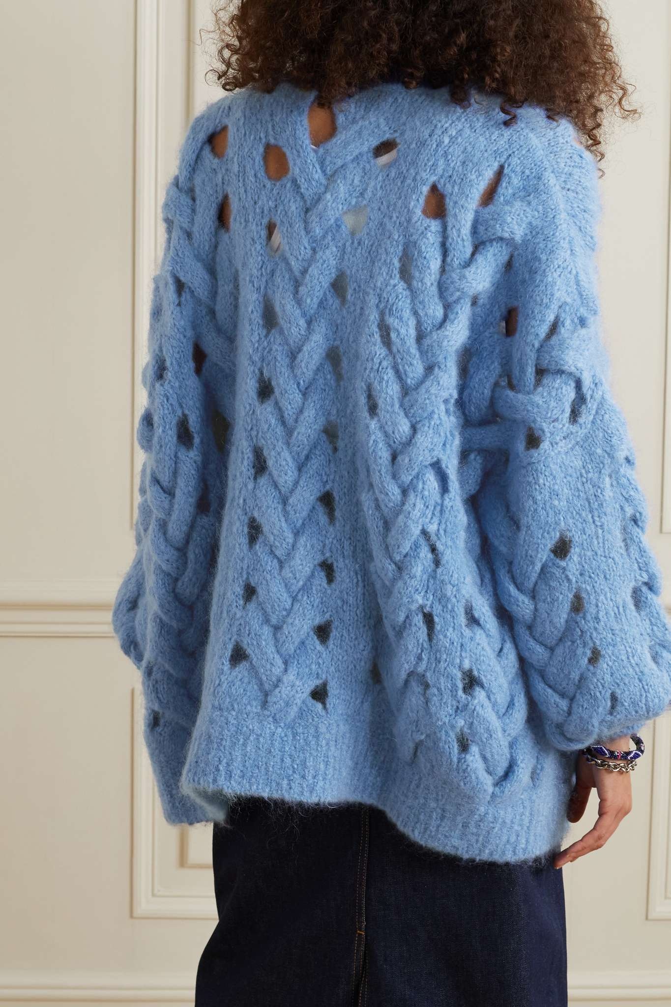 Ella oversized open-knit mohair-blend sweater - 3