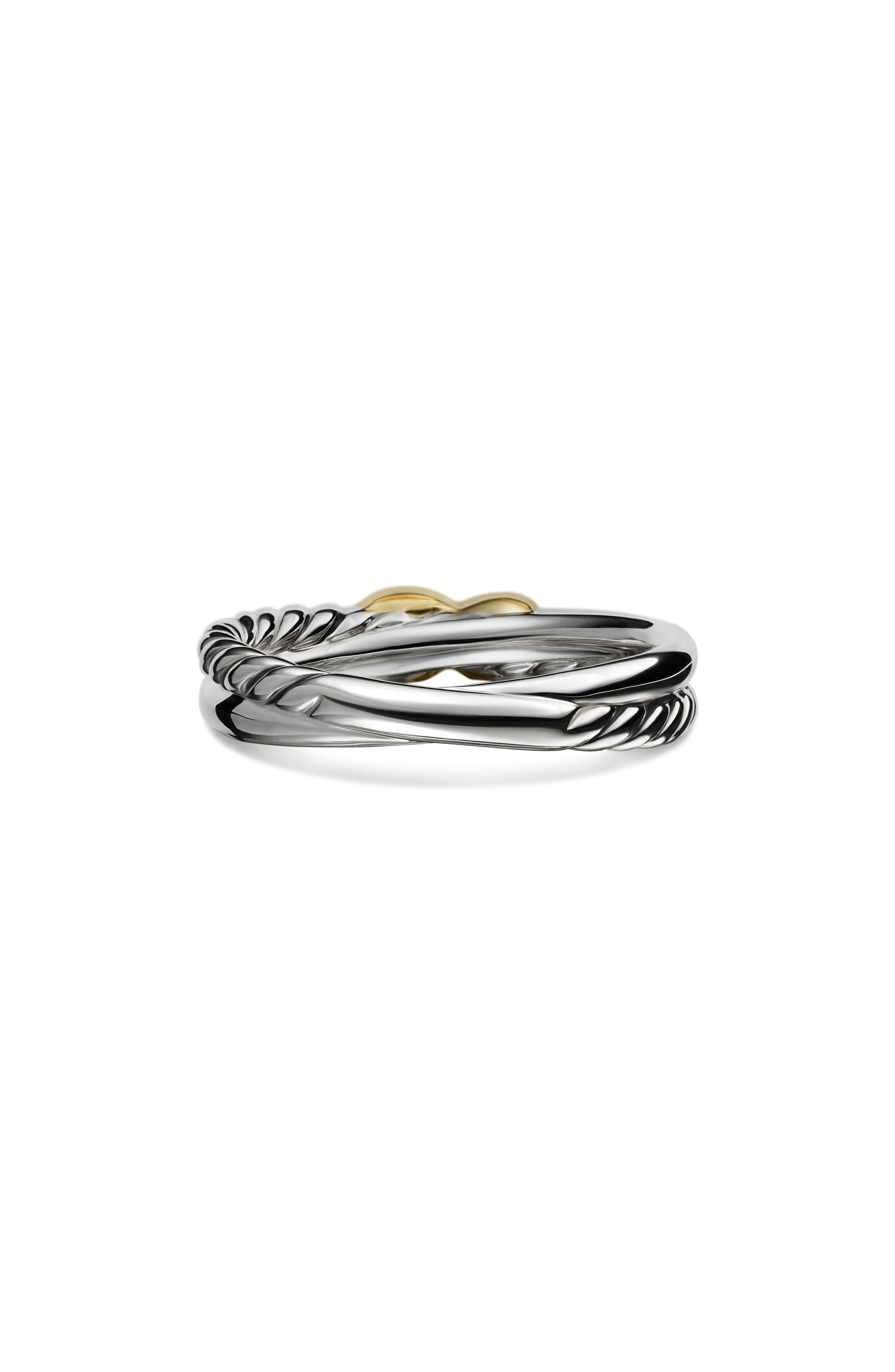 David Yurman Petite X Ring in Sterling Silver with 18K Yellow Gold in Silver/Yellow Gold at Nordstro - 6