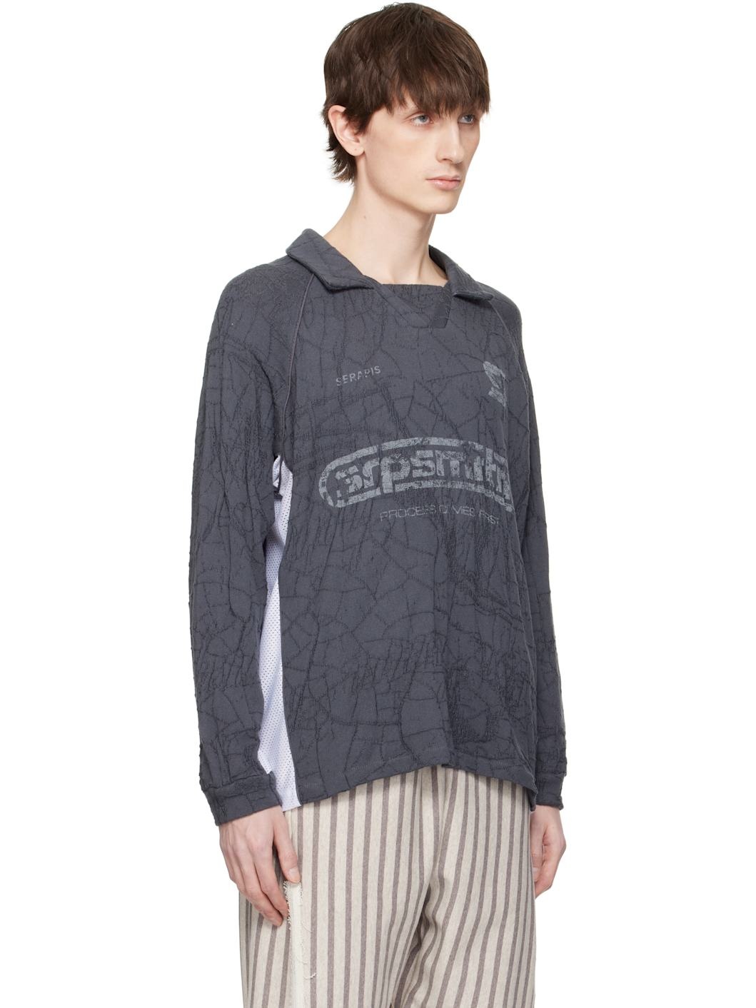 Gray Knit Football Polo - 2