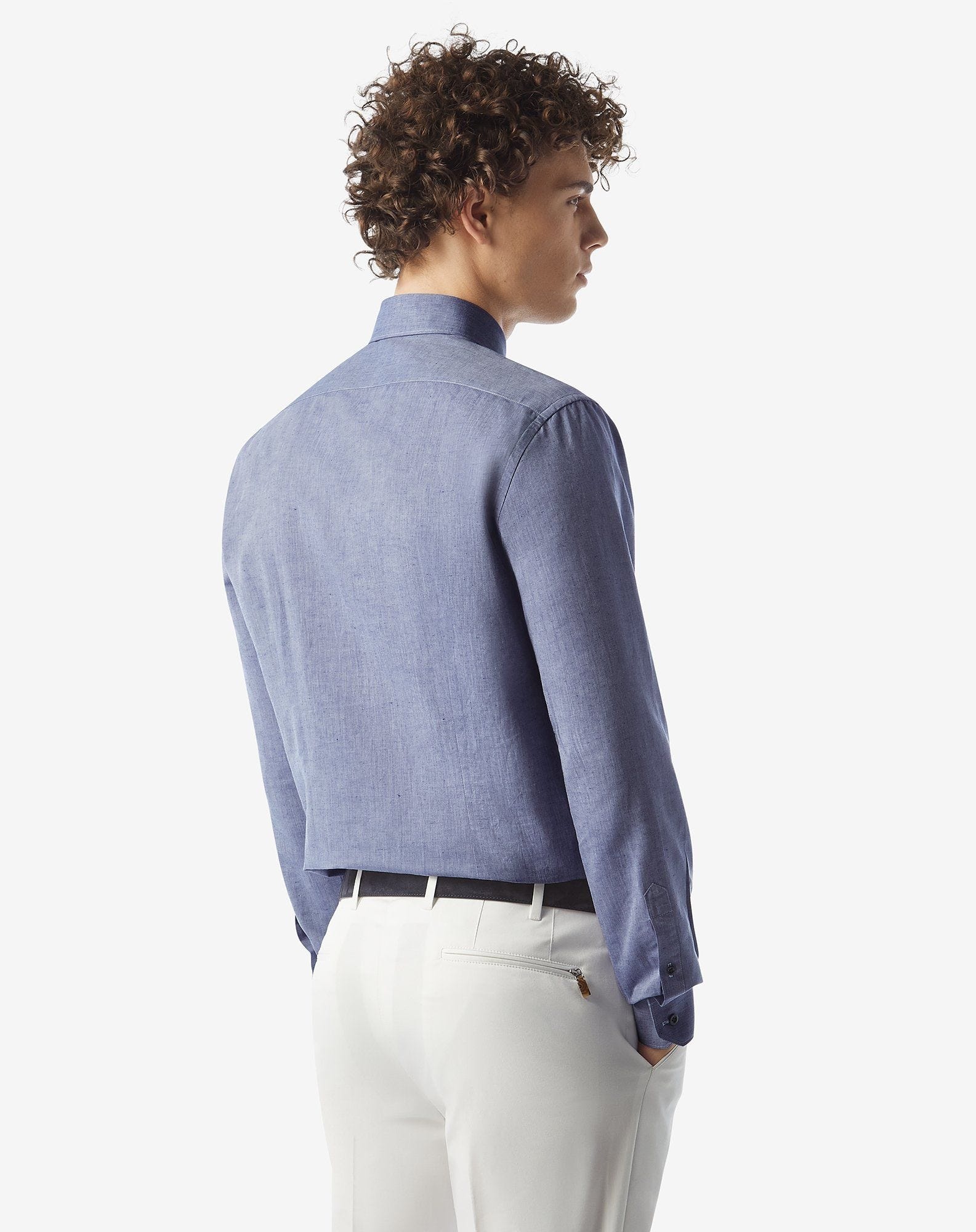 Blue denim cotton and linen shirt - 3