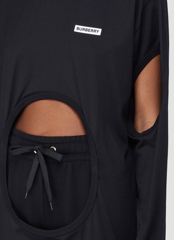 CUT-OUT PANEL SWAN PRINT COTTON OVERSIZED TOP - 9