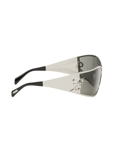 Blumarine Silver Metal Wraparound Sunglasses outlook